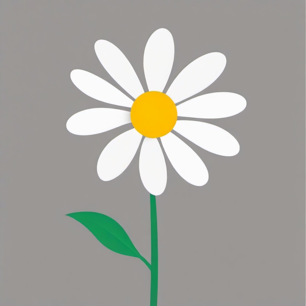 Daisy clipart - animated daisy dancing in the wind  color,minimalist,vector clipart