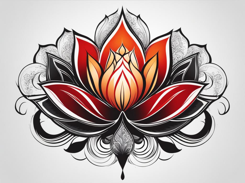 Lotus flower tattoo for men, Tattoos showcasing the lotus flower, often preferred by men.  vivid colors, white background, tattoo design