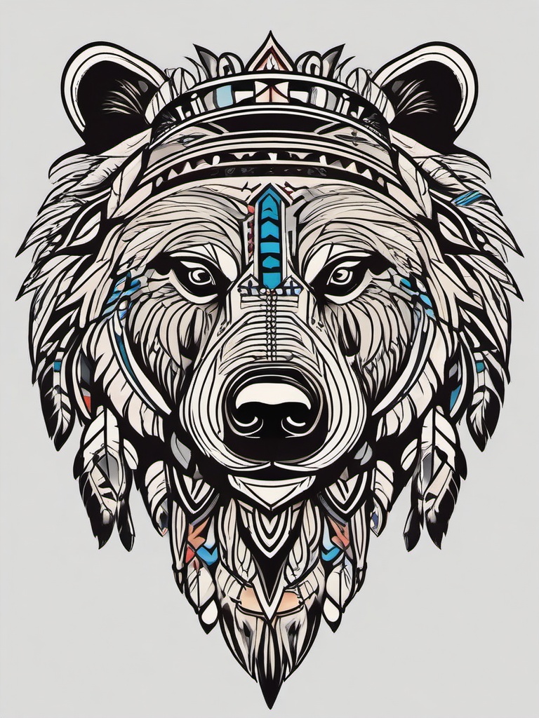 native american bear tattoo  simple vector color tattoo