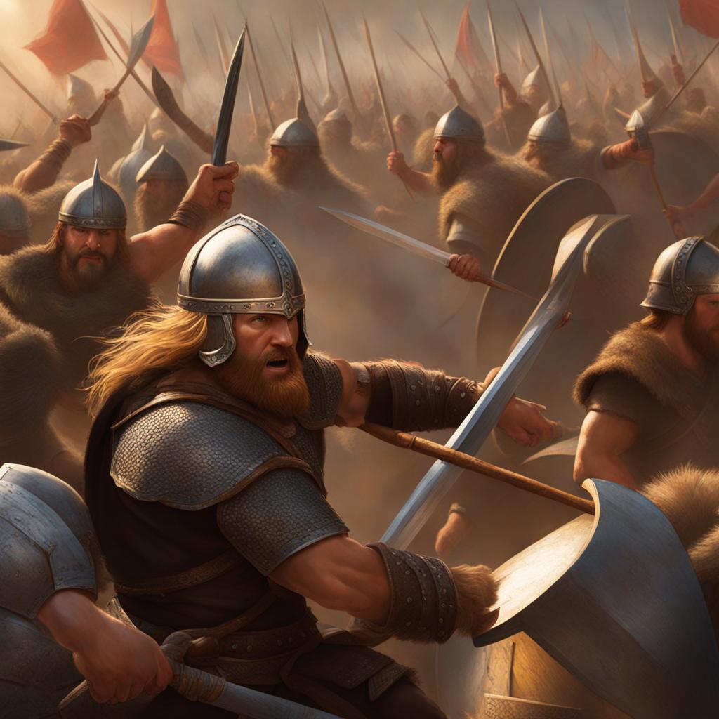 viking warriors - paint a fierce battle scene featuring viking warriors in the heat of combat. 