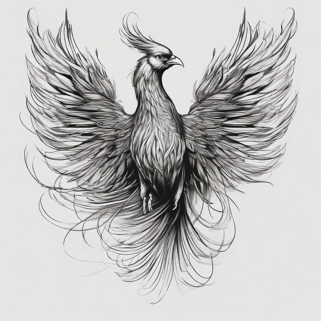 drawing of a phoenix  minimal rough sketch scribbles,doodles,black and white