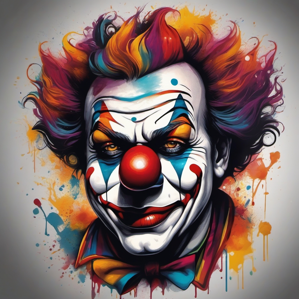 Clown tattoo: A carnival of emotions, painted with vibrant ink.  simple color tattoo style