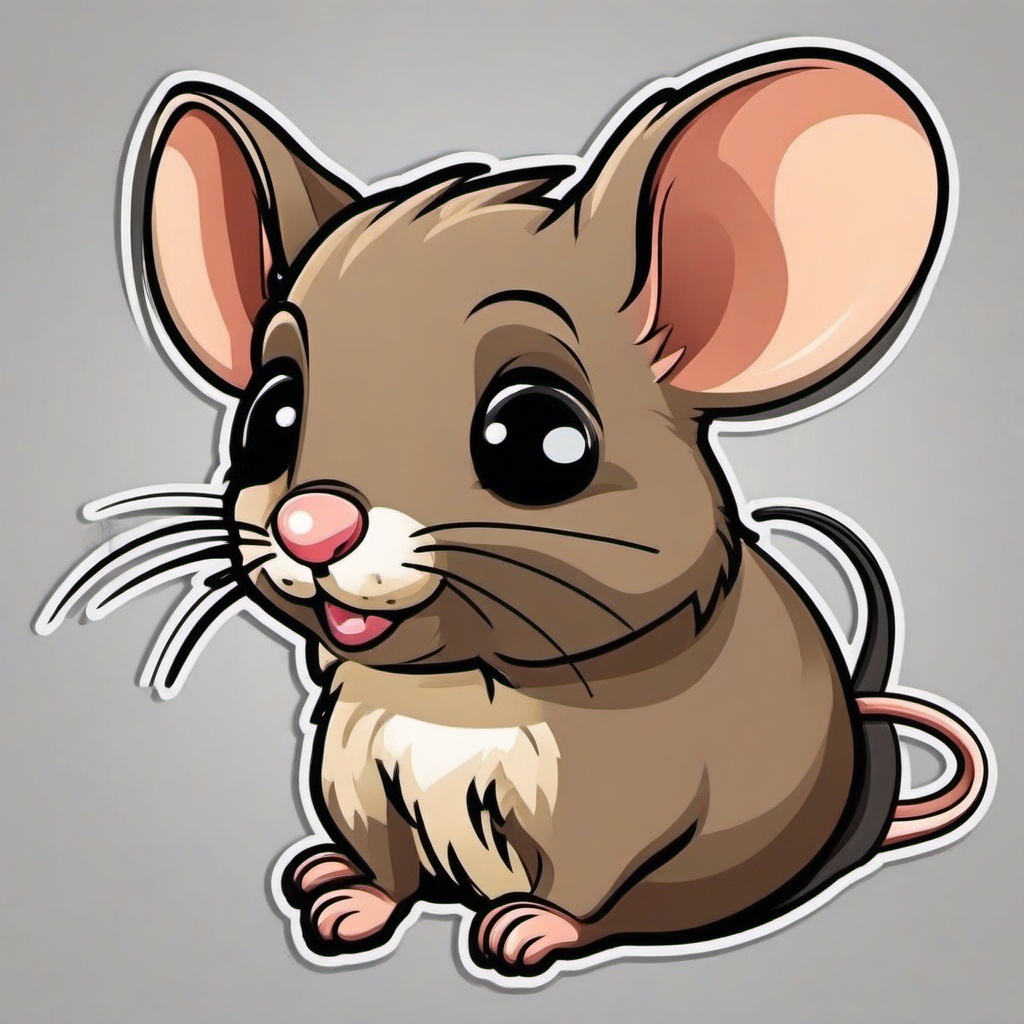 Mouse cartoon - small, whiskered rodent  cartoon sticker style