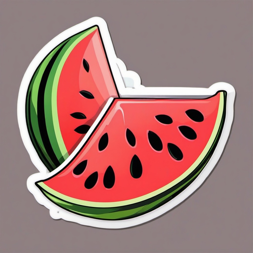 Watermelon Sticker - Juicy watermelon, ,vector color sticker art,minimal