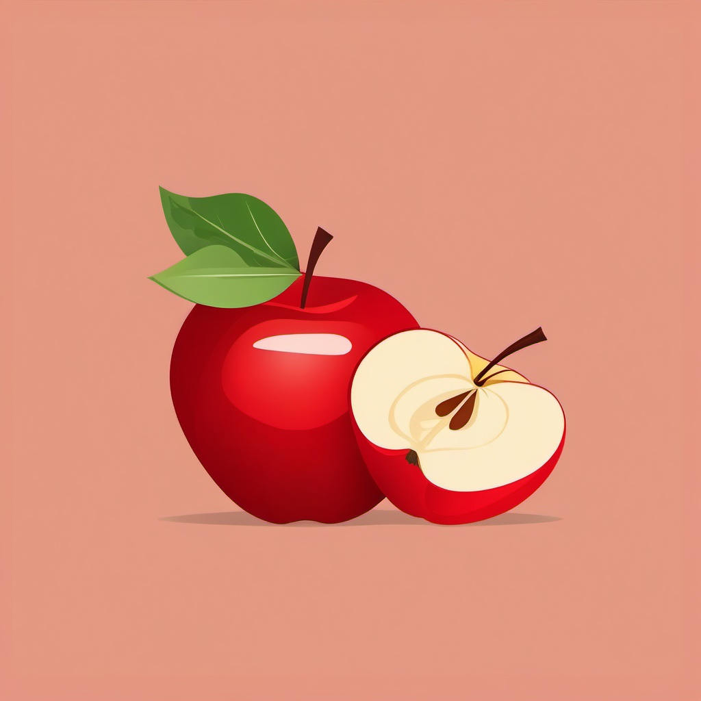 Apple Clipart - A juicy red apple, a healthy treat.  color clipart, minimalist, vector art, 