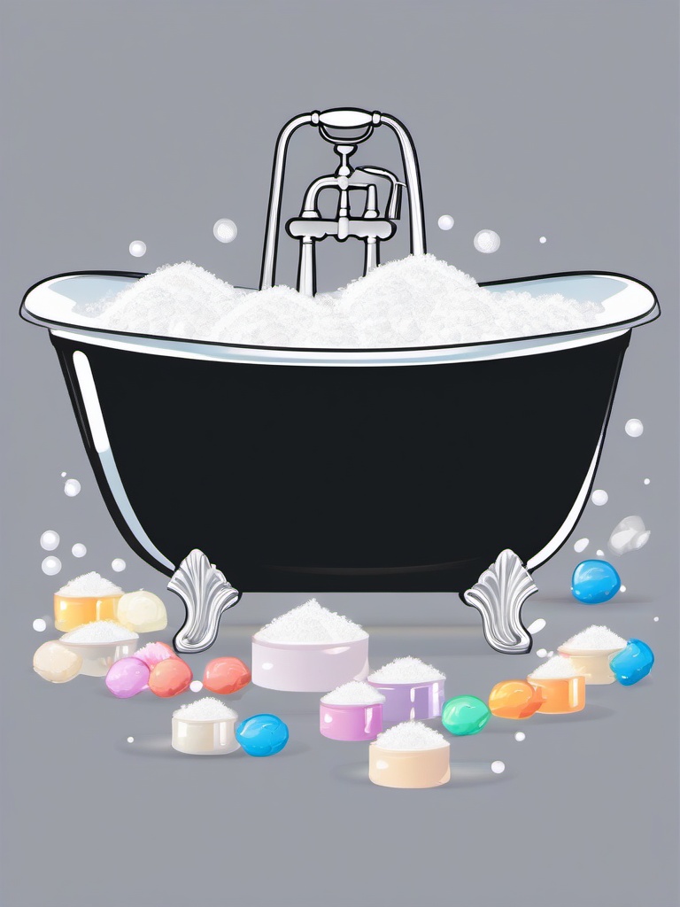 Bathtub with bath salts clipart.  vector style illustration, white background