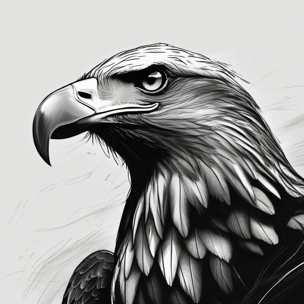 drawing of an eagle in a storm  minimal rough sketch scribbles,doodles,black and white