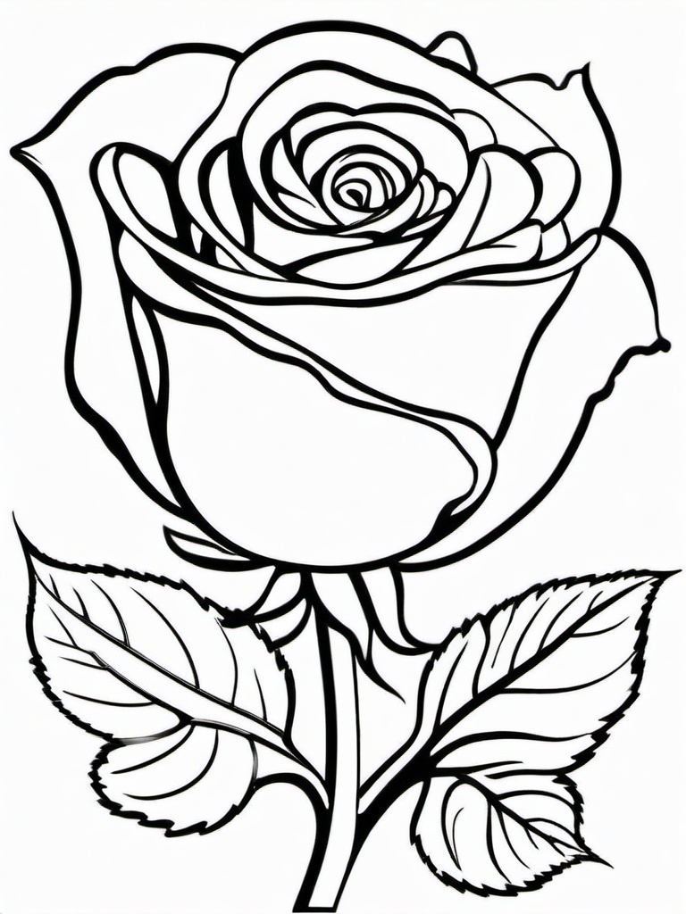 Rose Coloring Pages - Rose with a worm  simple coloring pages