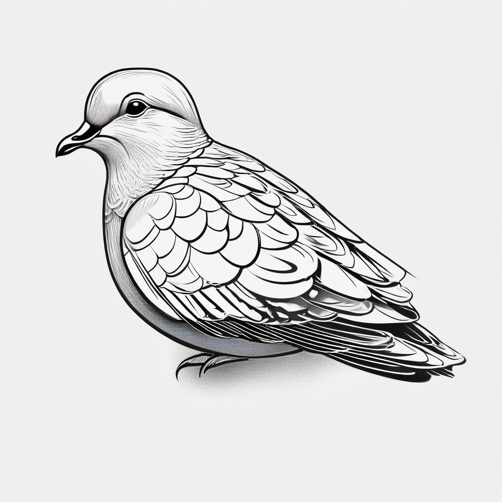 Turtle Dove Tattoo - Gentle turtle dove  minimal tattoo design, white background