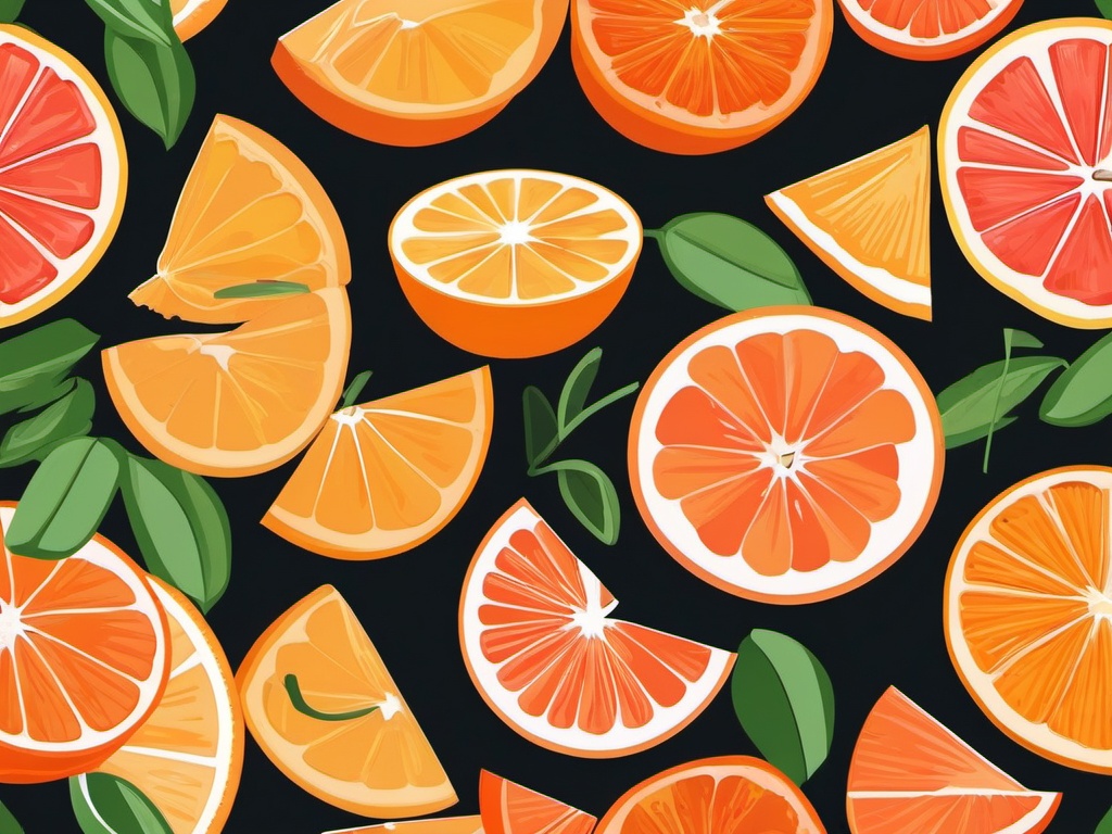 Orange and Grapefruit Slices Clipart - Slices of orange and grapefruit.  color vector clipart, minimal style