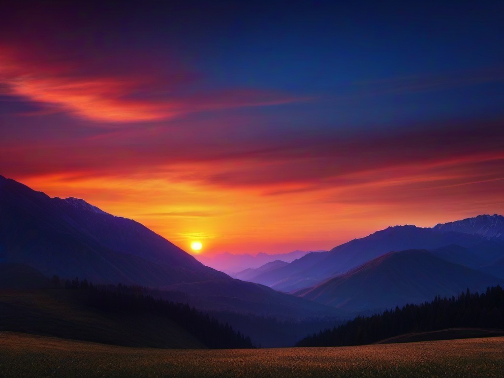 Sunset Wallpaper - Twilight over distant mountains.  sunset background