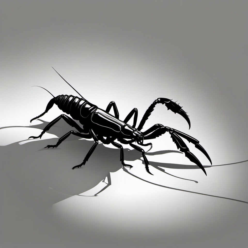 drawing of a scorpion in a shadowy environment  minimal rough sketch scribbles,doodles,black and white