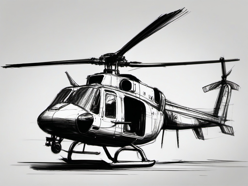 sketch of helicopter  minimal rough sketch scribbles,doodles,black and white