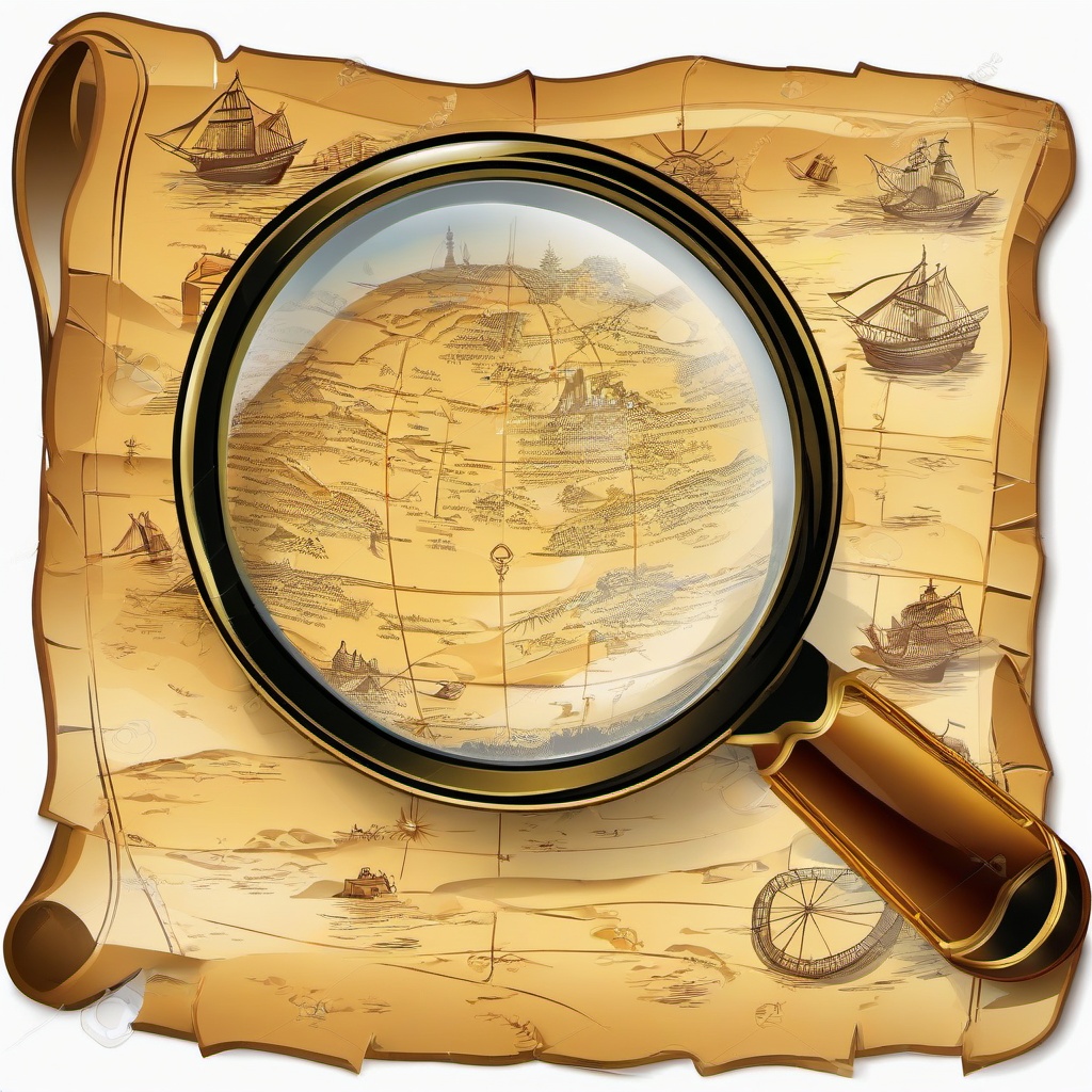 Magnifying Glass clipart - magnifying glass on a treasure map  