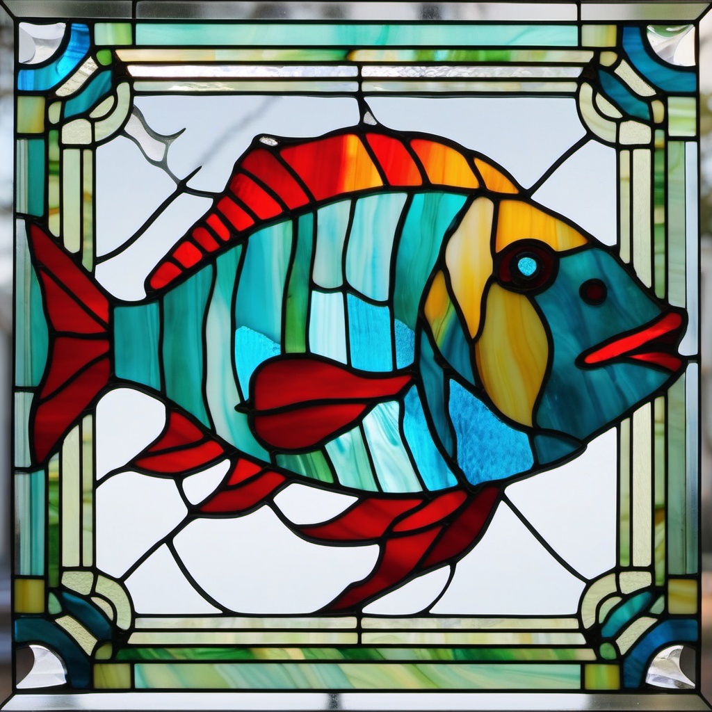 Simple Stained Glass Fish - Add a touch of aquatic beauty with simple stained glass fish designs, showcasing vibrant and streamlined representations of fish.  