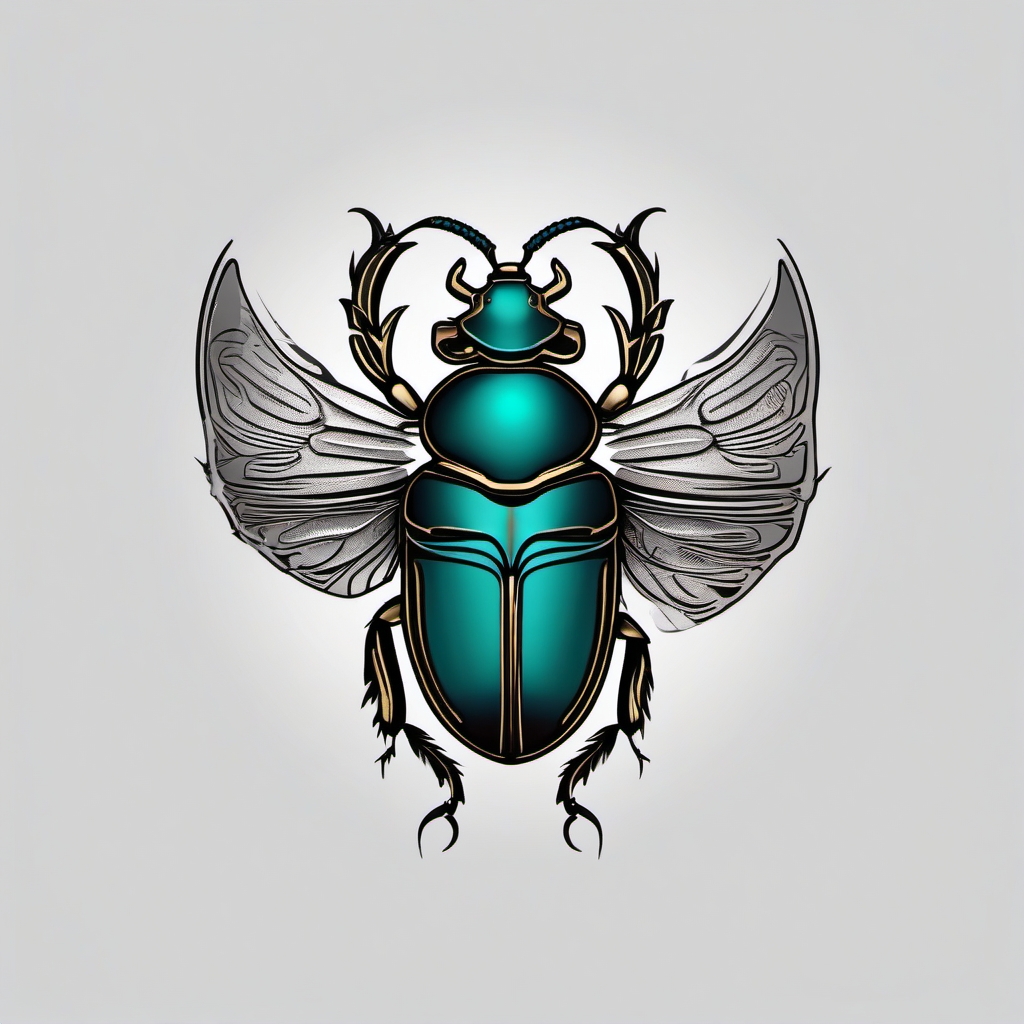 Scarab beetle tattoo. Symbol of transformation.  minimal color tattoo design