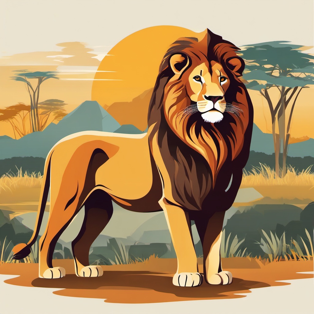 Lion clipart - Majestic carnivore of the African savannah, ,color clipart vector style