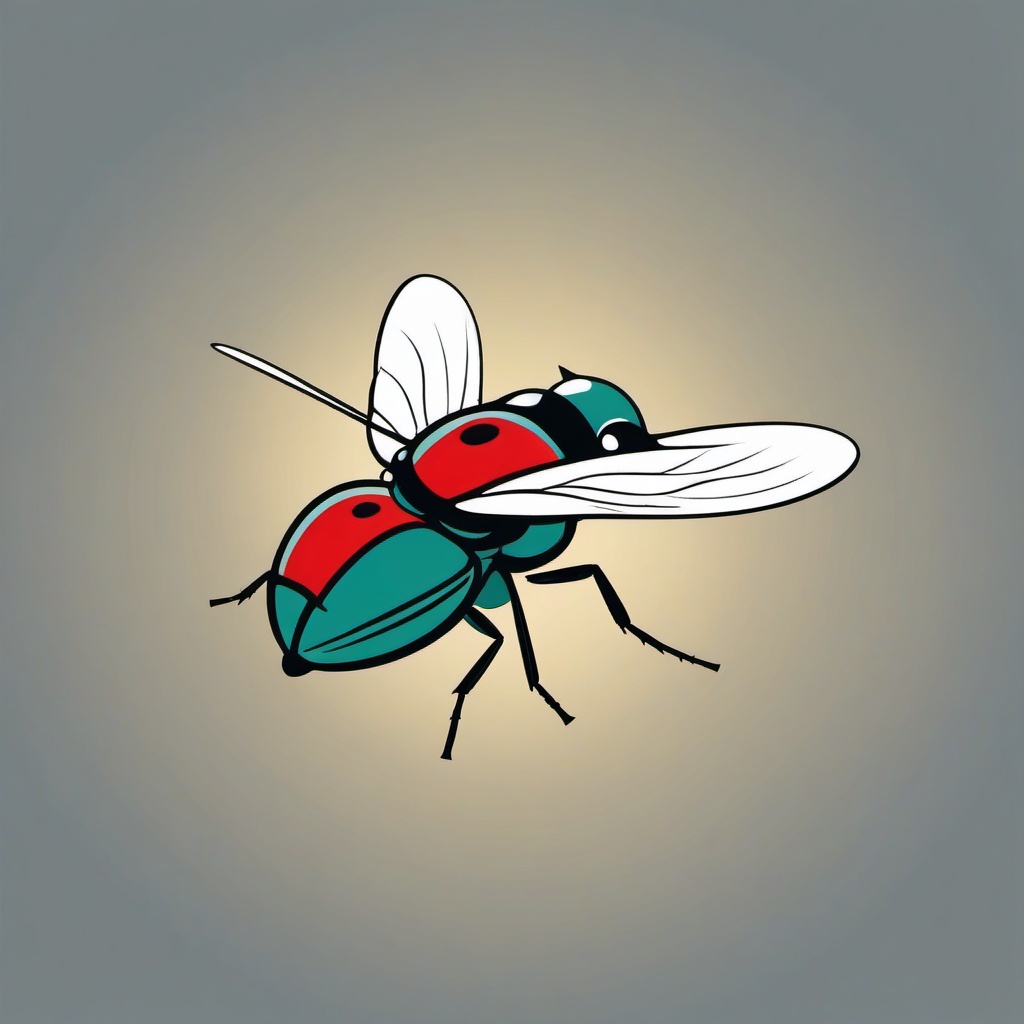 Fly Clip Art - Busy fly zipping through the air,  color vector clipart, minimal style