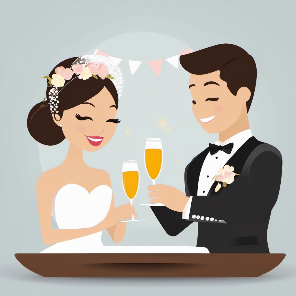 Wedding Toast clipart - Raising a toast to the bride and groom, ,vector color clipart,minimal