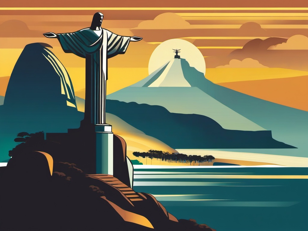 Christ the Redeemer clipart - Art Deco statue in Rio de Janeiro, ,color clipart vector style