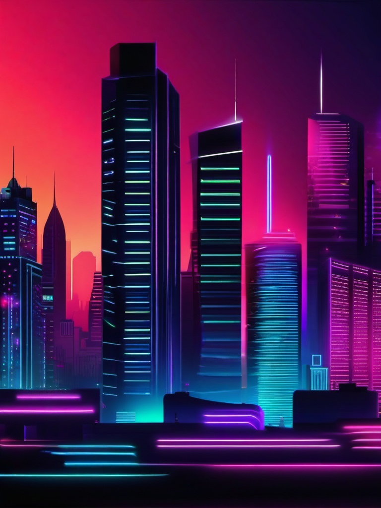 Neon Cityscape Cool Backgrounds for Phone intricate details, patterns, wallpaper photo