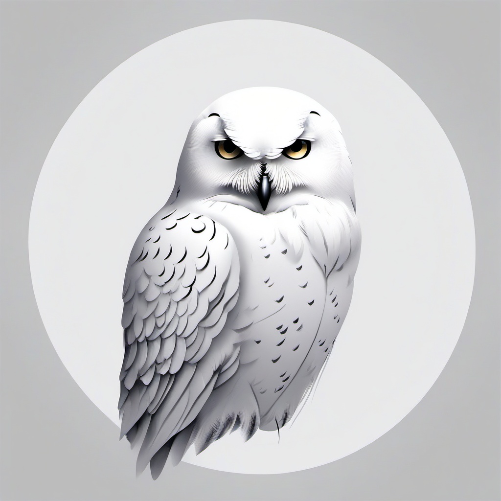 Snowy Owl Tattoo - White snowy owl  minimal tattoo design, white background