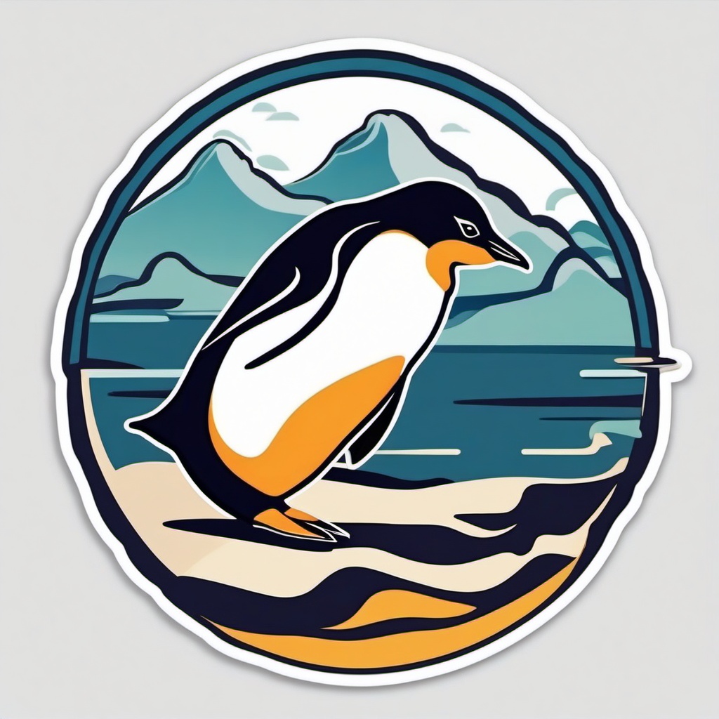 Penguin Yoga Sticker - A penguin striking a yoga pose, promoting relaxation. ,vector color sticker art,minimal