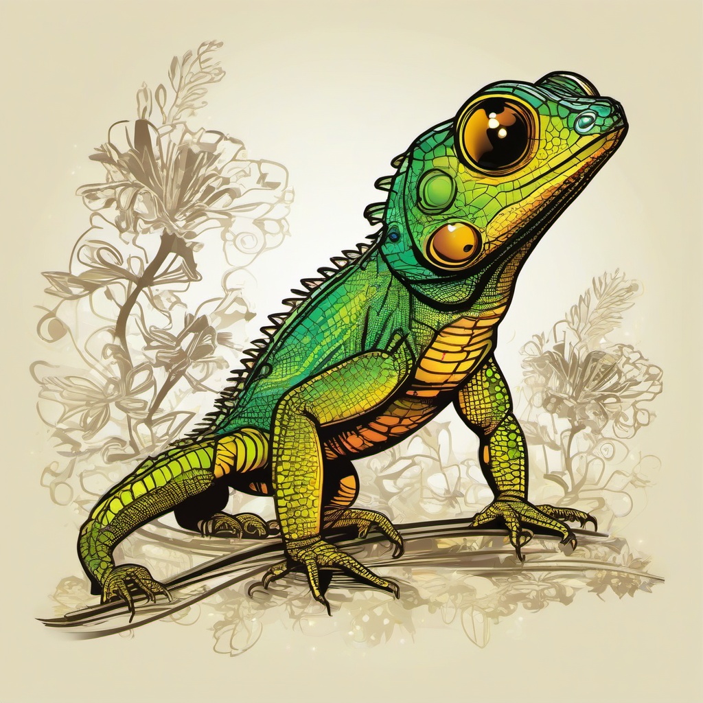 Firefly lizard
  , vector illustration, clipart