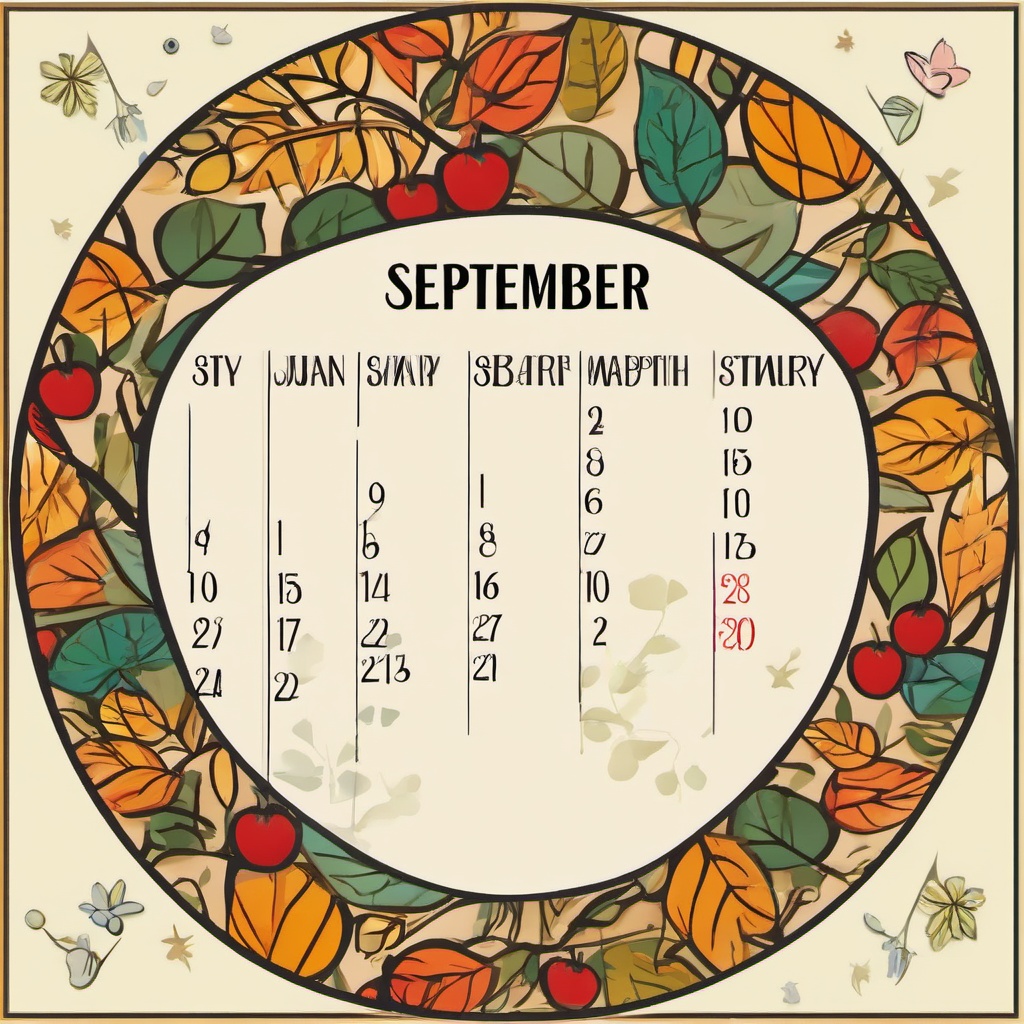 September clipart - September calendar page with events marked  