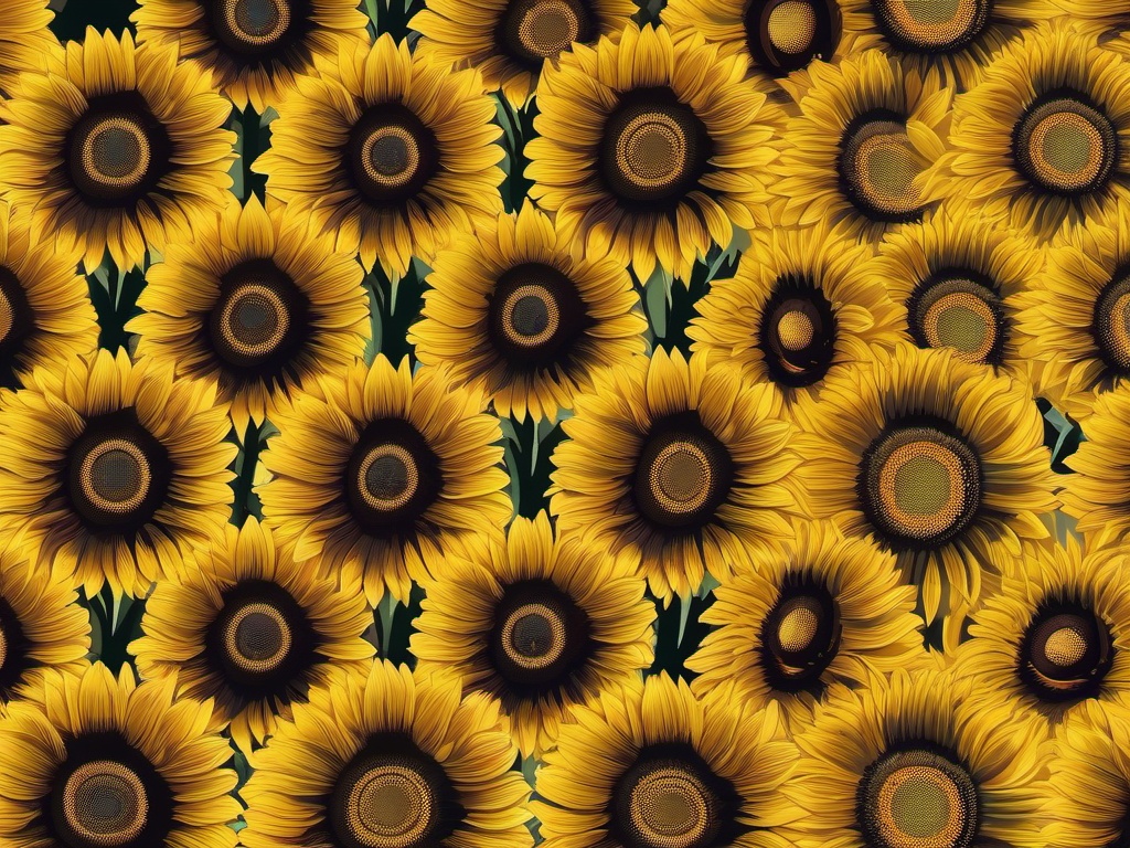 Yellow Background - Sunflowers in Tuscany's Fields  wallpaper style, intricate details, patterns, splash art, light colors