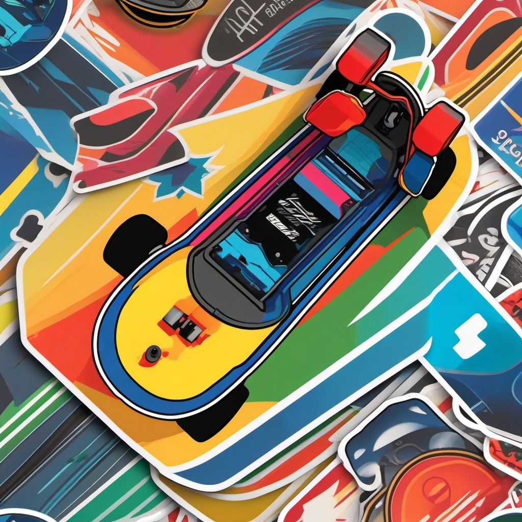 Electric Skateboard Sticker - Battery-powered cruise ,vector color sticker art,minimal