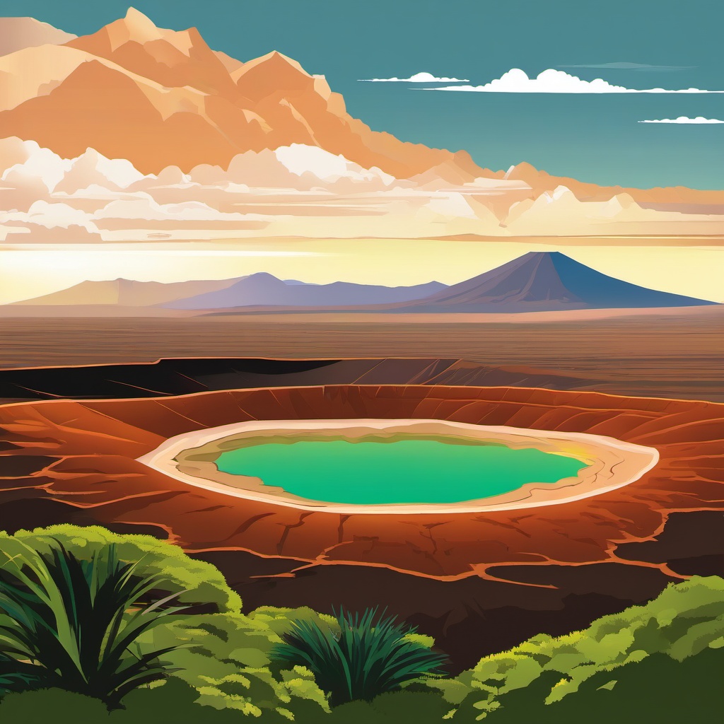 The Ngorongoro Crater clipart - Large volcanic caldera in Tanzania, ,color clipart vector style