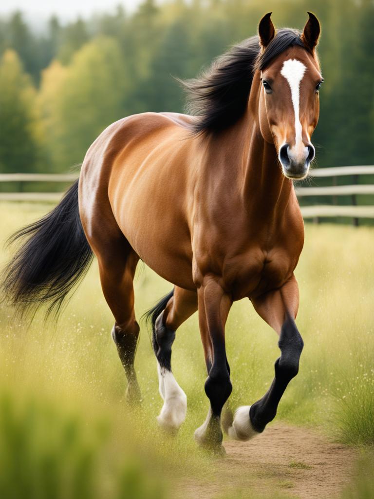 horse clipart transparent background in a serene pasture - galloping with grace. 