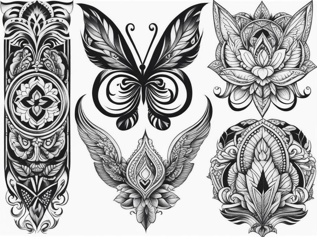 thigh tattoos for females black and white design 