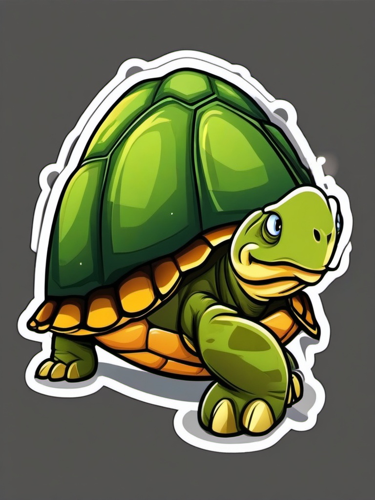 Tortoise cartoon - slow, shelled reptile  cartoon sticker style