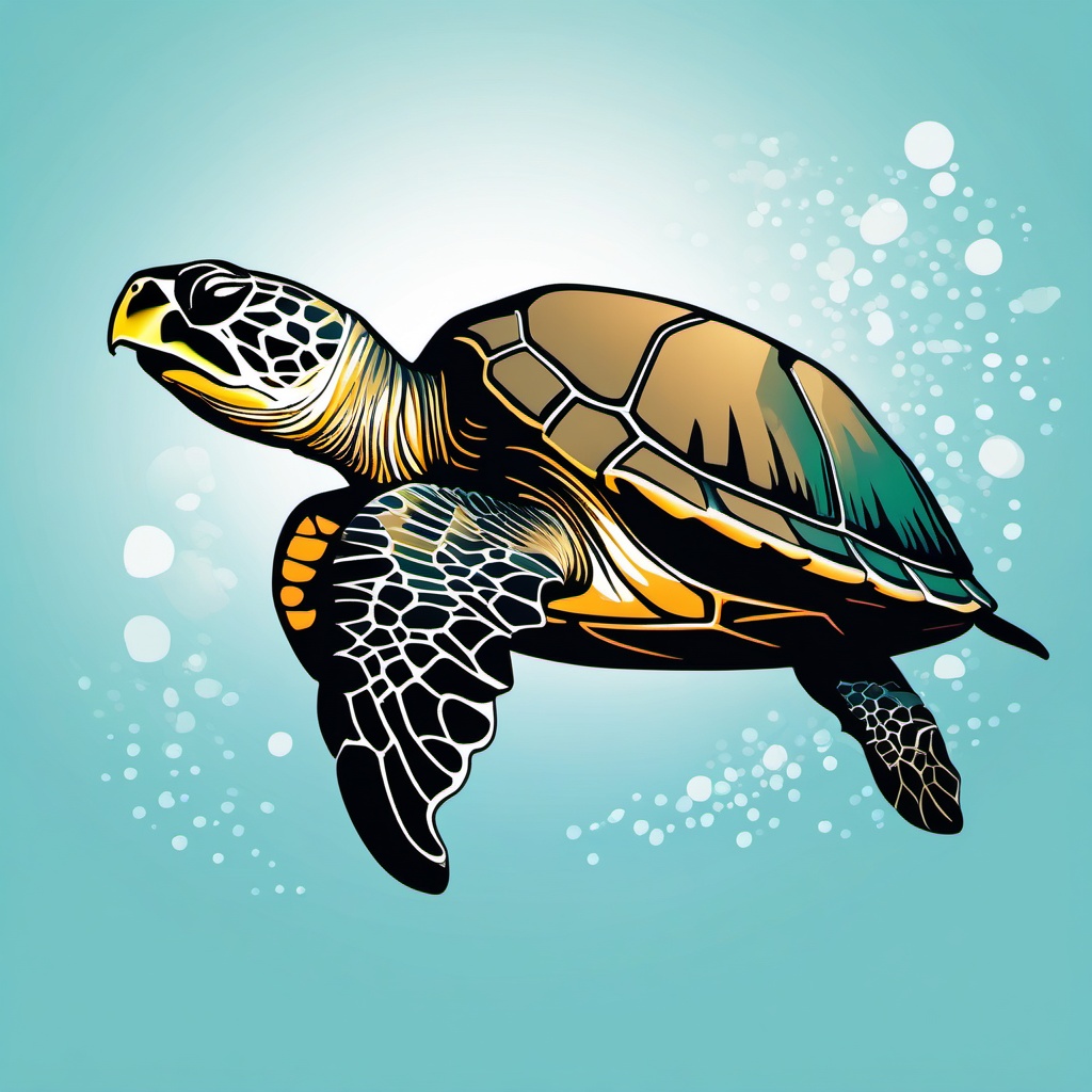 Sea Turtle Clip Art - A majestic sea turtle swimming gracefully,  color vector clipart, minimal style