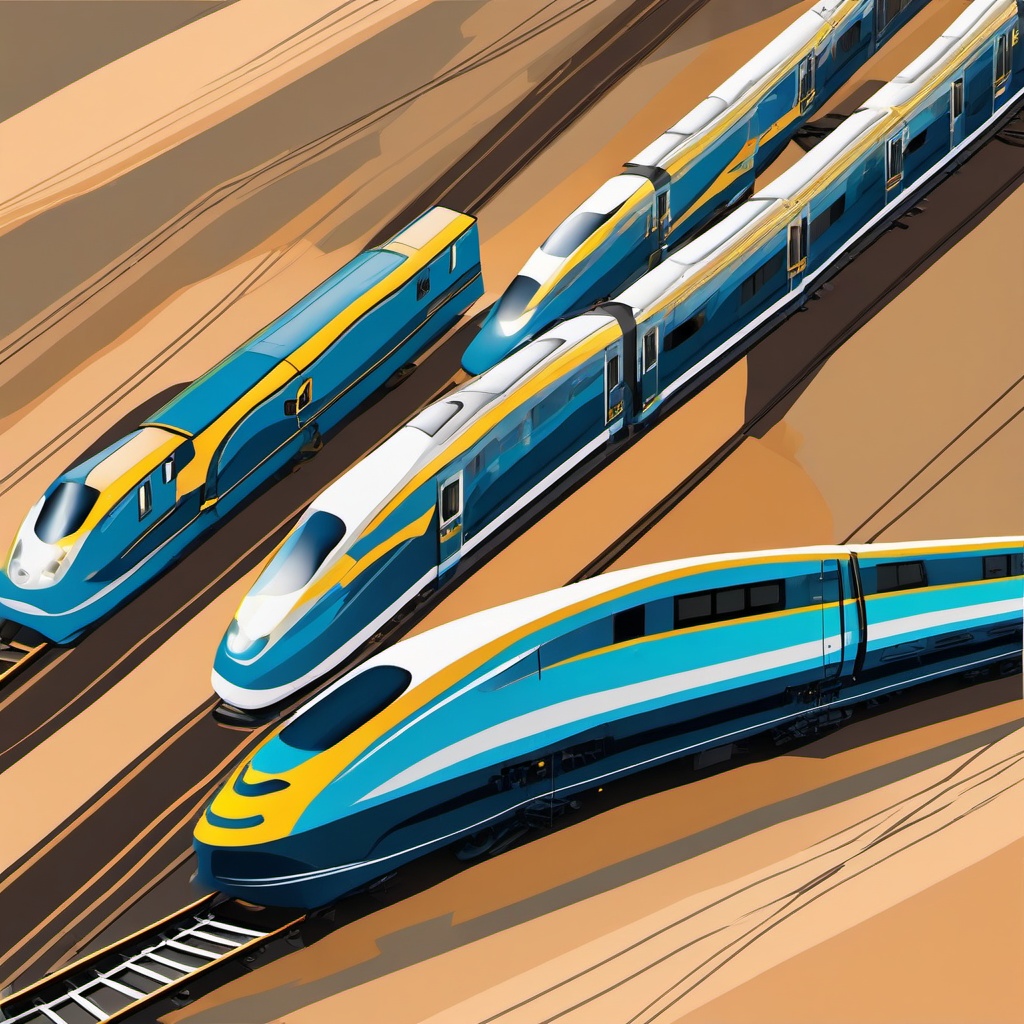 Train clipart - electric train on modern tracks  