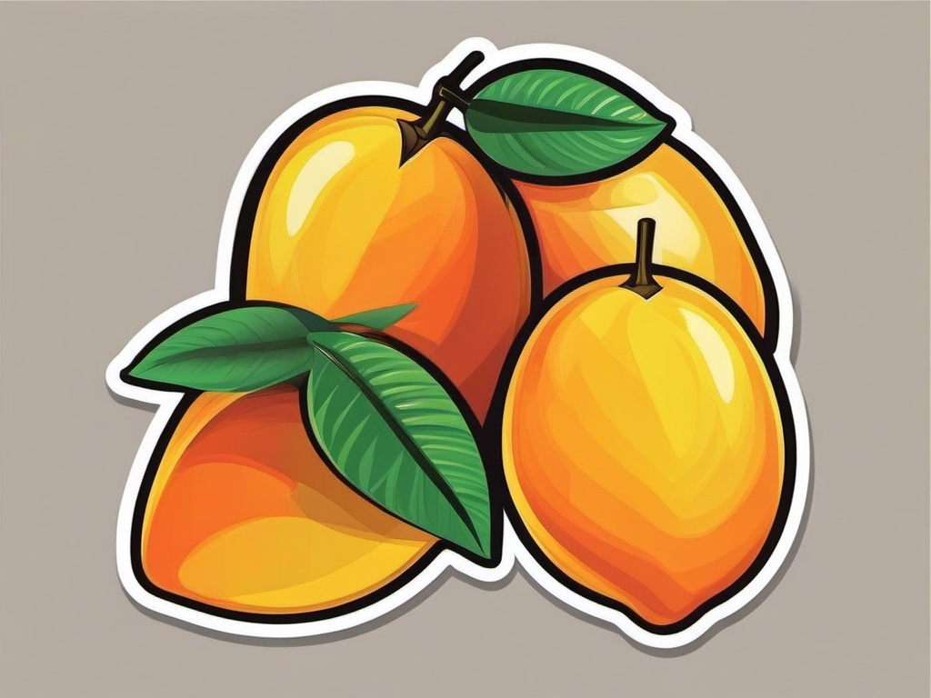 Mango Sticker - Exotic and sweet, a vibrant mango-shaped taste of paradise, , sticker vector art, minimalist design