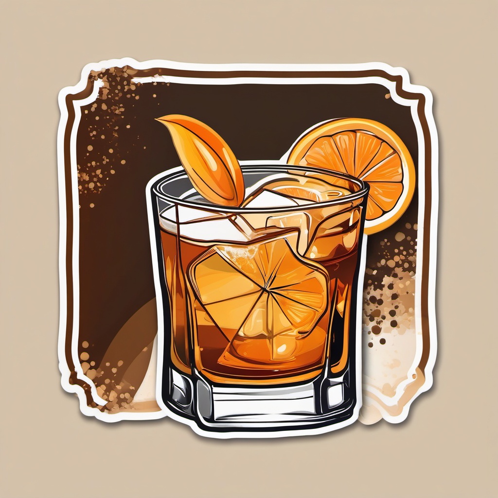 Old Fashioned Elegance sticker- Bourbon, sugar cube, bitters, and an orange twist, embodying timeless sophistication., , color sticker vector art