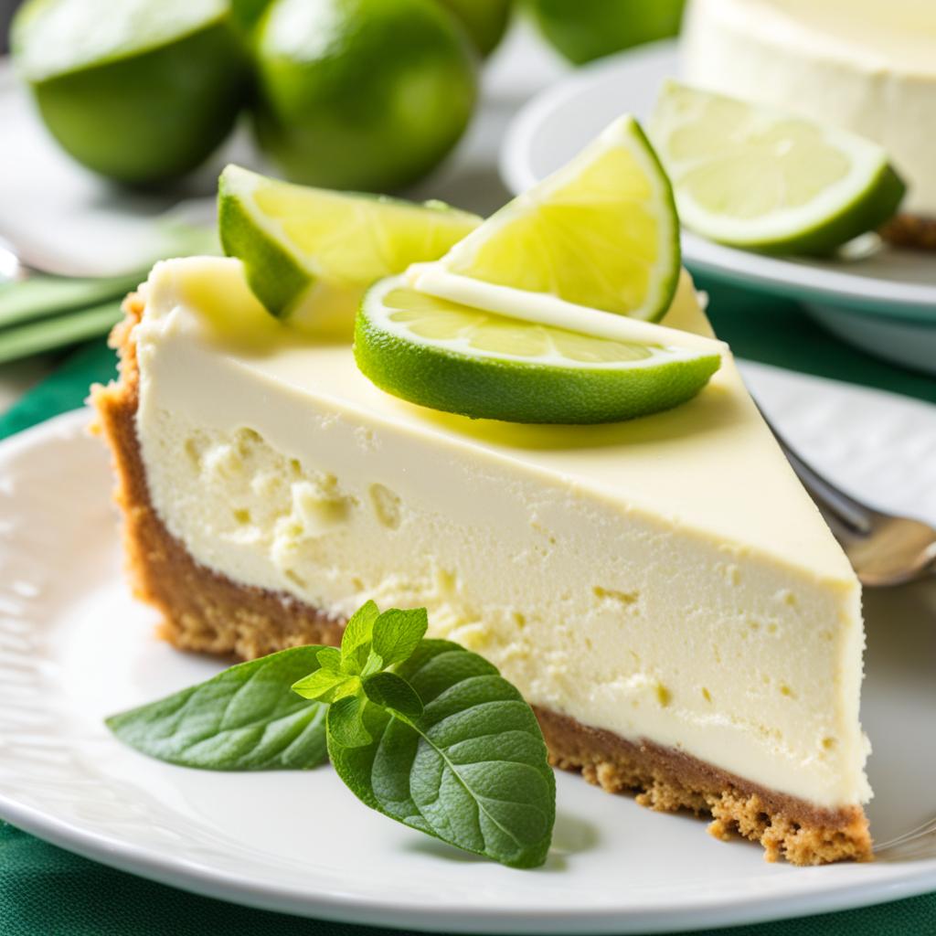 key lime cheesecake combining the flavors of key lime pie and cheesecake. 