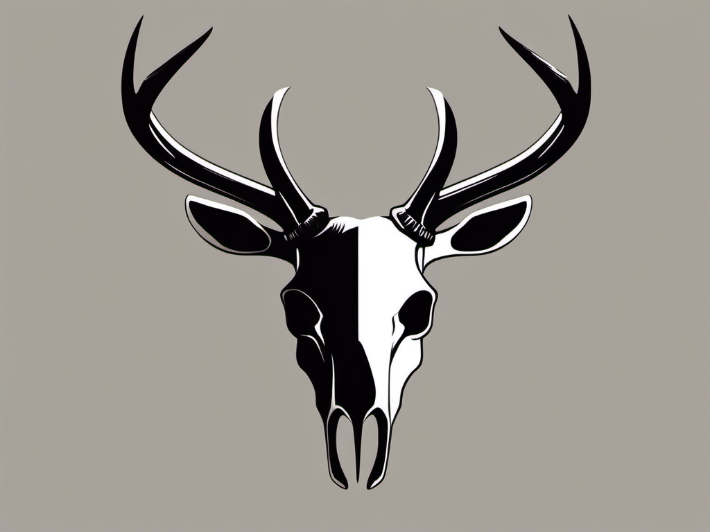 Silhouette of a deer skull, minimalistic and profound.  simple color tattoo style