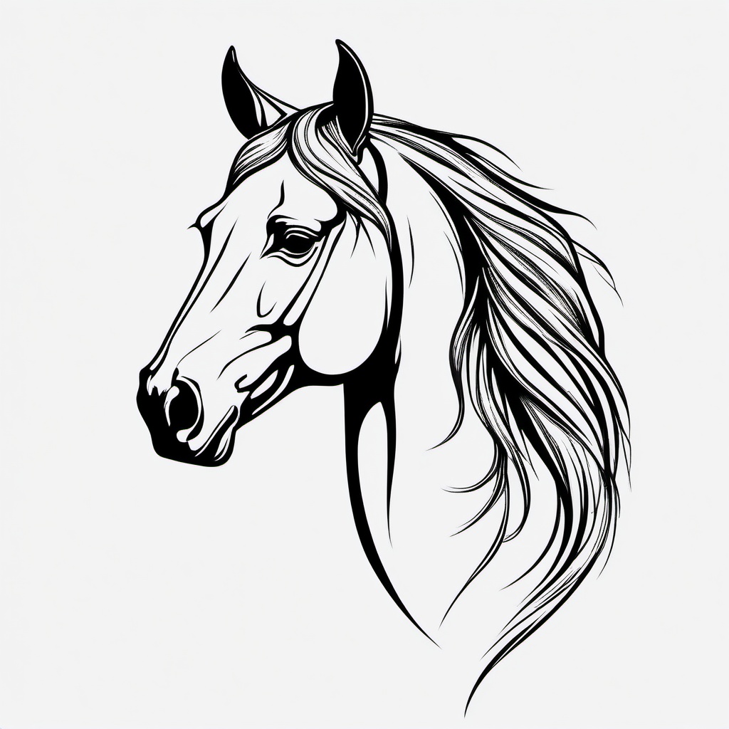 outline horse head tattoo  simple tattoo,minimalist,white background