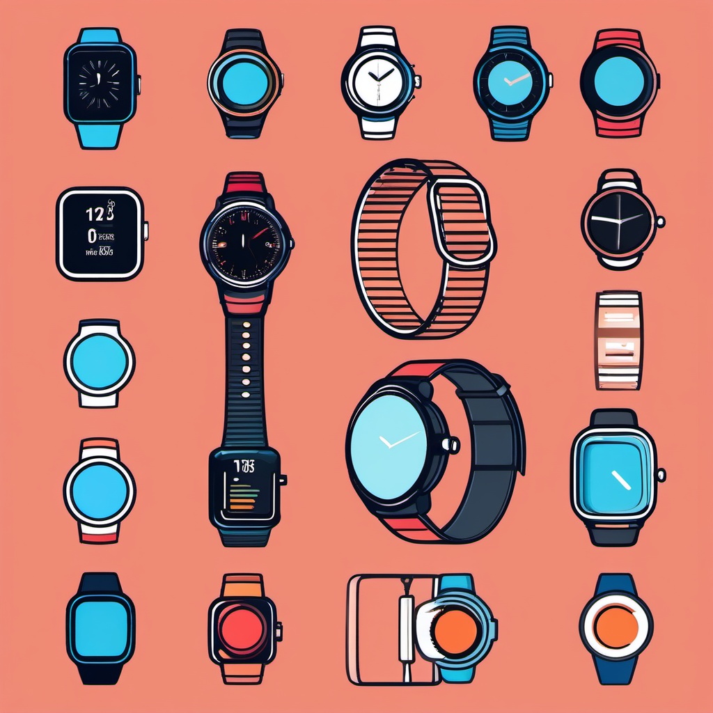 Smartwatch clipart - Stylish and functional smartwatch, ,vector color clipart,minimal