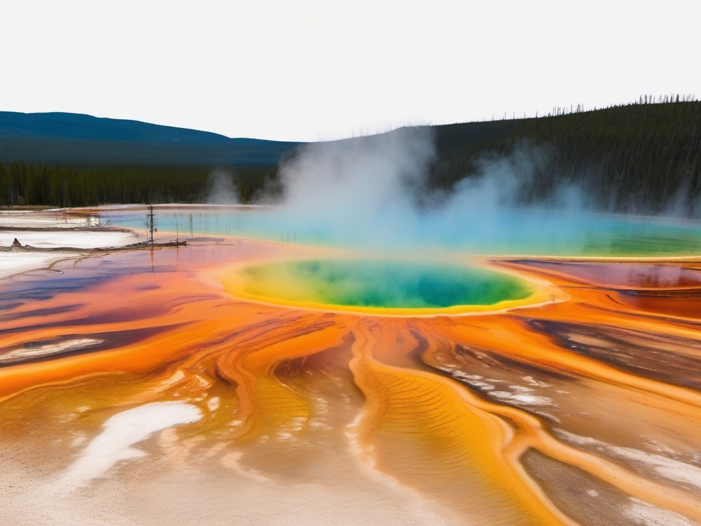 Yellowstone Grand Prismatic Spring sticker- Colorful hot spring in Yellowstone National Park, , sticker vector art, minimalist design