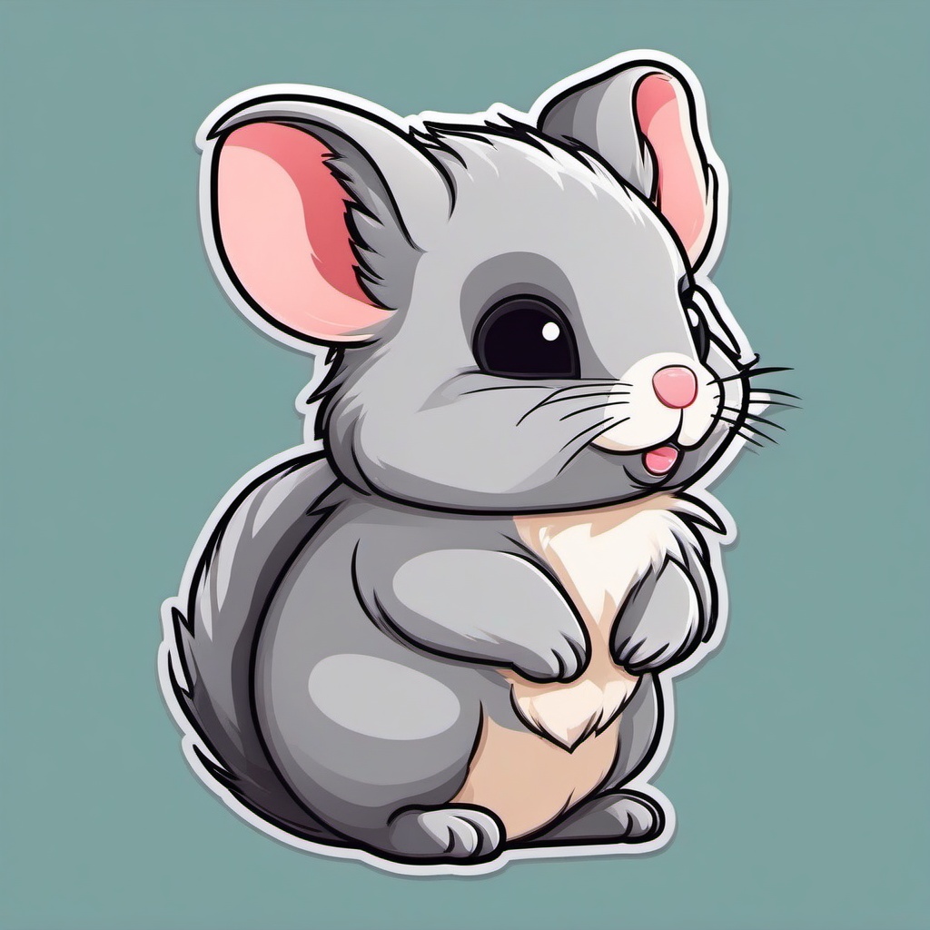 Chinchilla cartoon - fluffy rodent with soft fur  cartoon sticker style