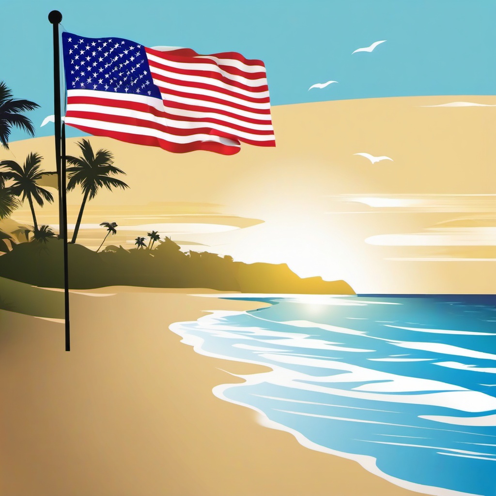 Flag clipart - flag with a beach background  clipart