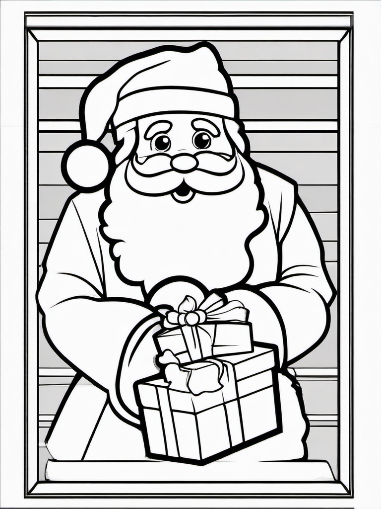 Santa with a Puppy Coloring Pages - Santa Giving a Puppy as a Present  minimal black outline printable sheet, coloring page