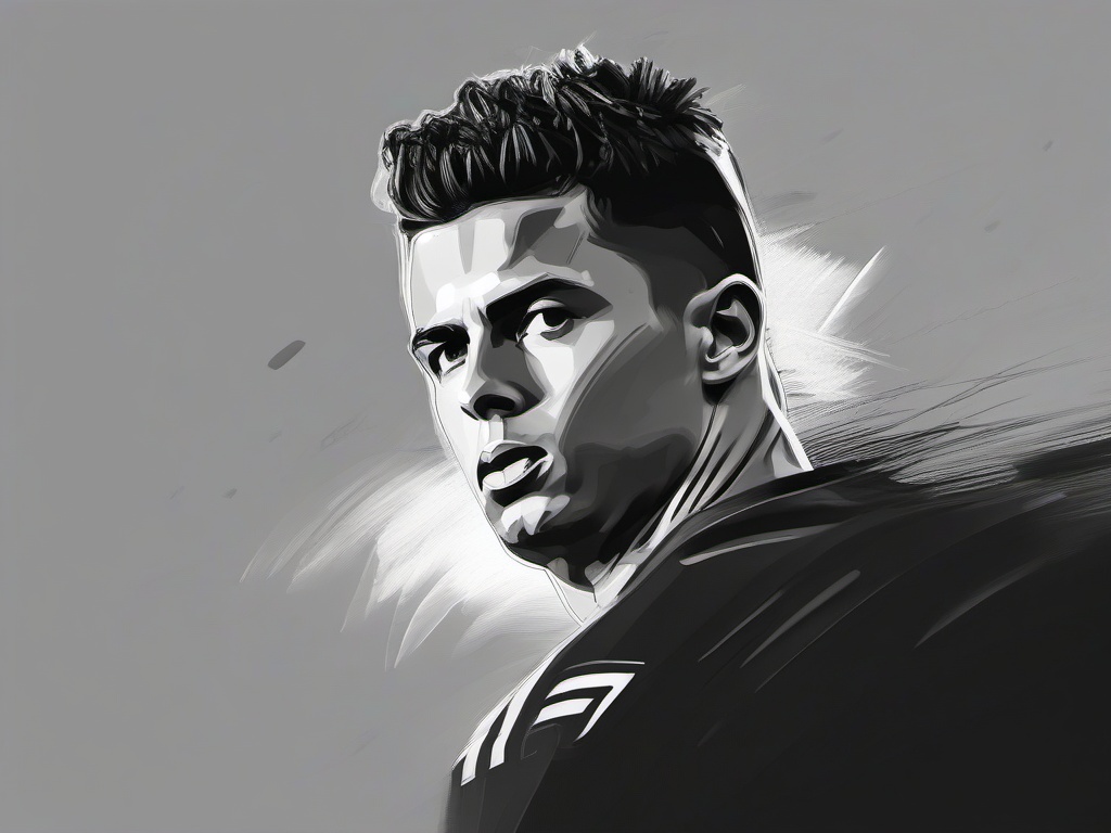 sketch drawing of ronaldo  minimal rough sketch scribbles,doodles,black and white