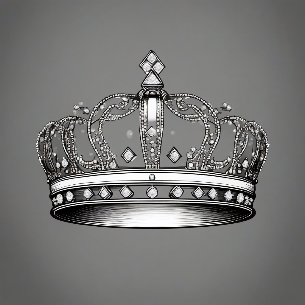 drawing of a crown with diamonds  minimal rough sketch scribbles,doodles,black and white