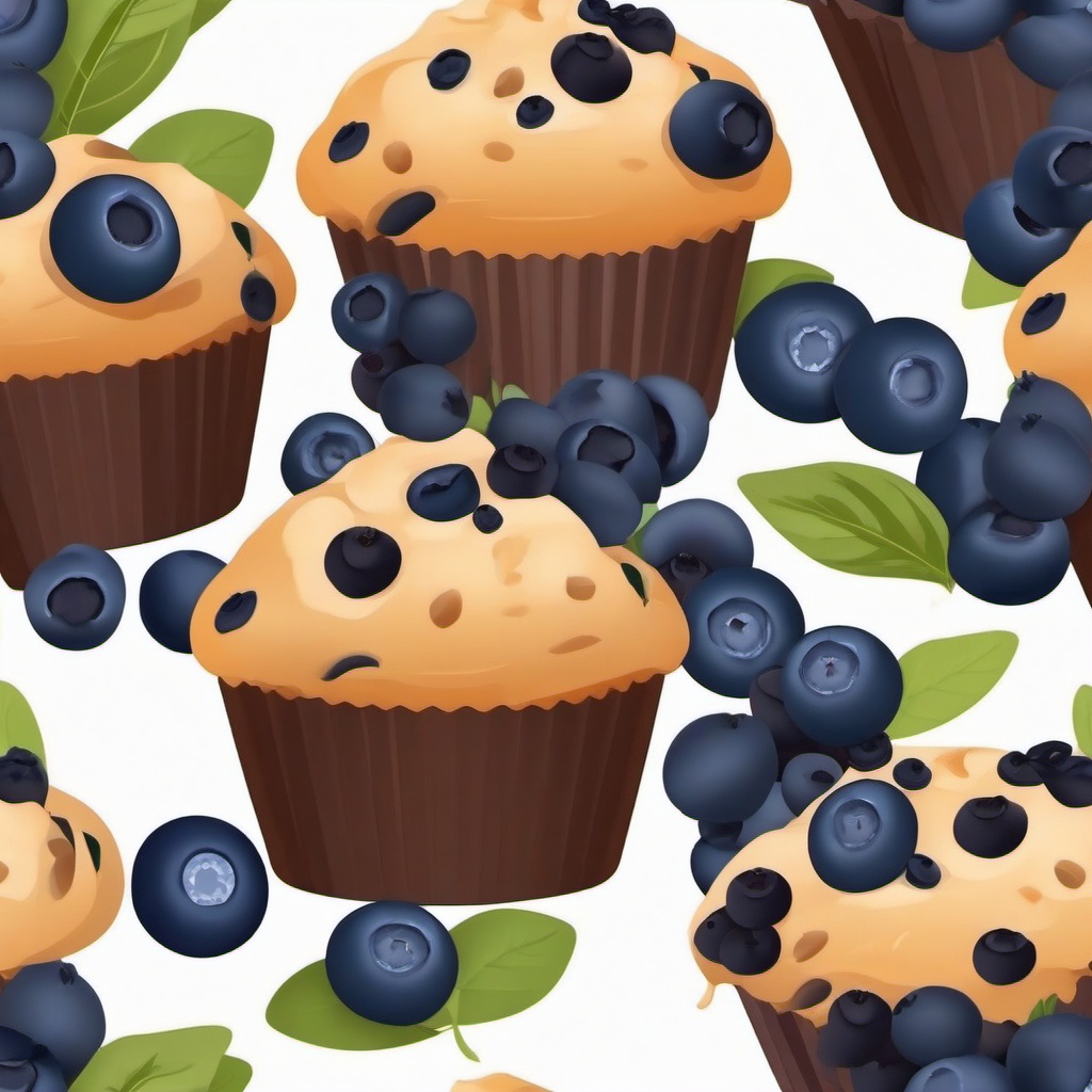 Blueberry Muffins with Berries Clipart - Muffins filled with fresh blueberries.  color vector clipart, minimal style